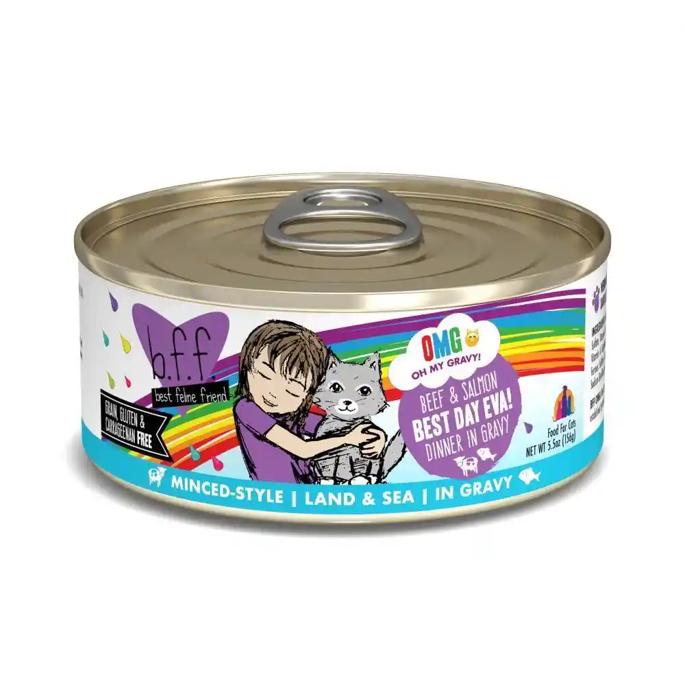 Bff Oh My Gravy Best Day Eva Grain Free Beef & Salmon In Gravy Canned Cat Food 2.8-oz