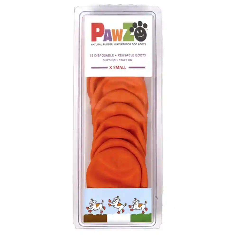 Waterproof Dog Boots, Orange, 12 Count X-small