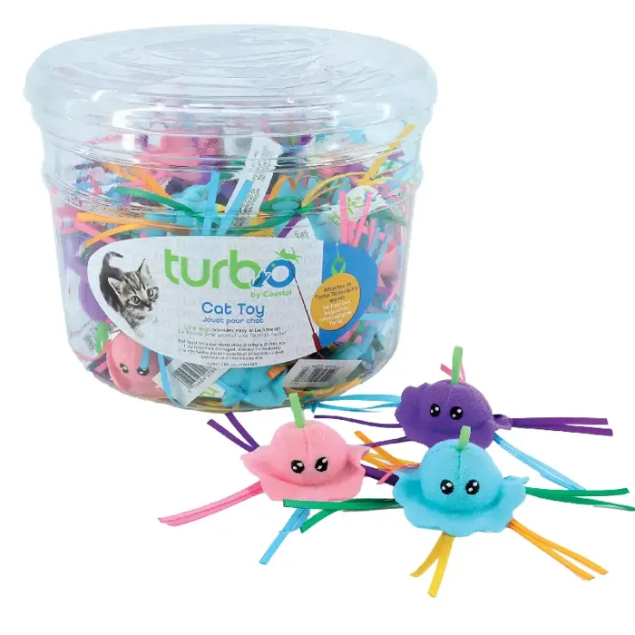 Turbo Bulk Cat Toy Bin With Lime Loop, Jellyfish W/ Ribbons, One Size