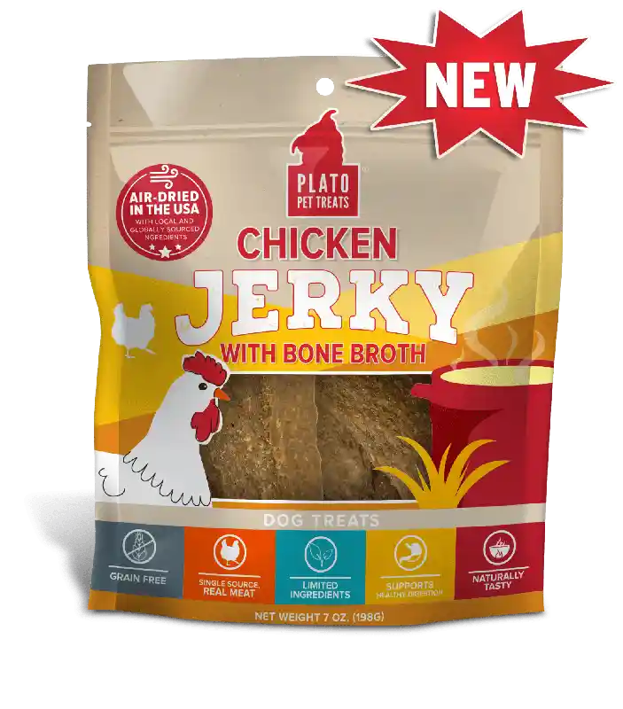 Plato Dog Jerky GF Chicken Bone Broth 16oz