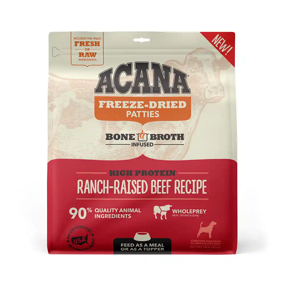 Acana Ranch-raised Beef Recipe Patties Grain-free Freeze-dried Dog Food & Topper 14-oz