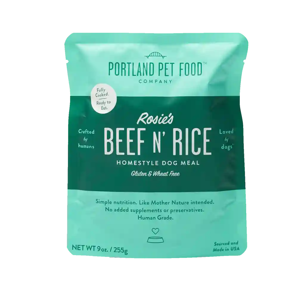 Portland Pet Food Rosie’s Beef N Rice Ready to Eat Pouch Wet Dog Food 9-oz
