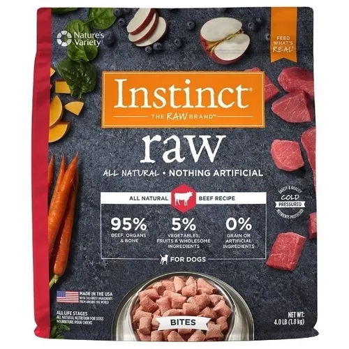 Instinct Dog Frozen Raw Bites Beef 4#