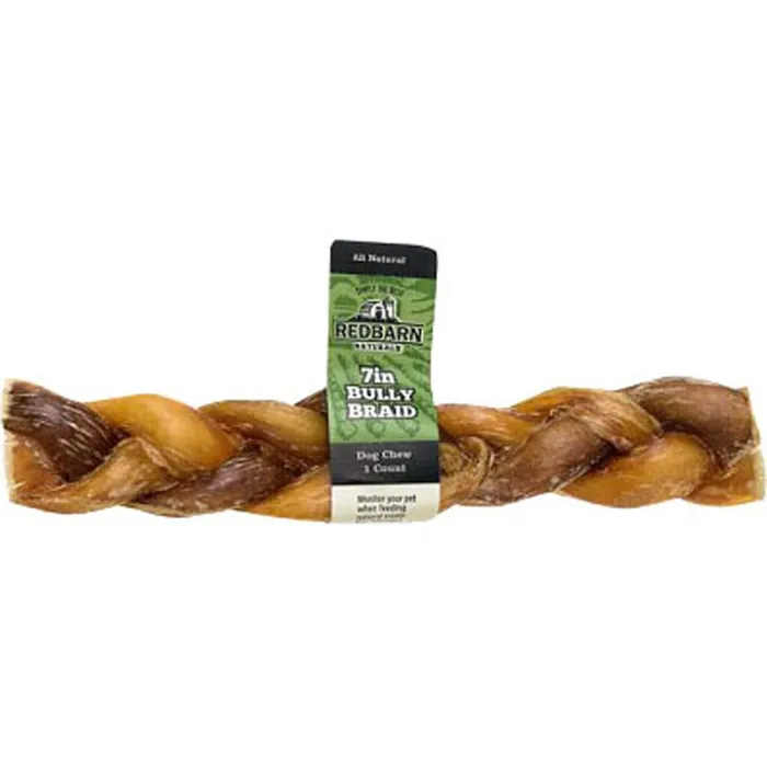 Red Barn Braided Bully Stick 7"