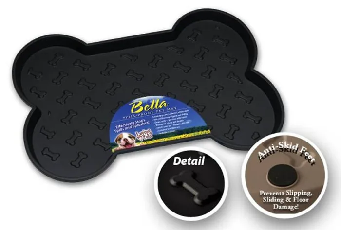 Loving Pets No Spill Mat Small Bone Black