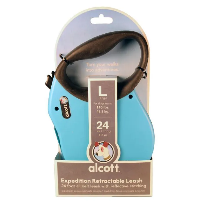 Alcott Expedition Retract Leash Blue Large 24'