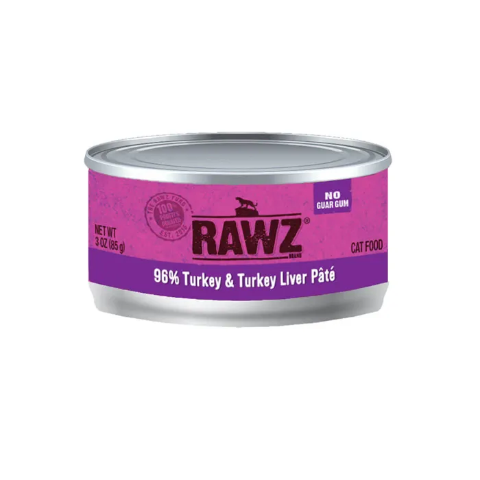 Rawz Cat Can 96% Trky & Trky Lvr 3-oz 18/cs