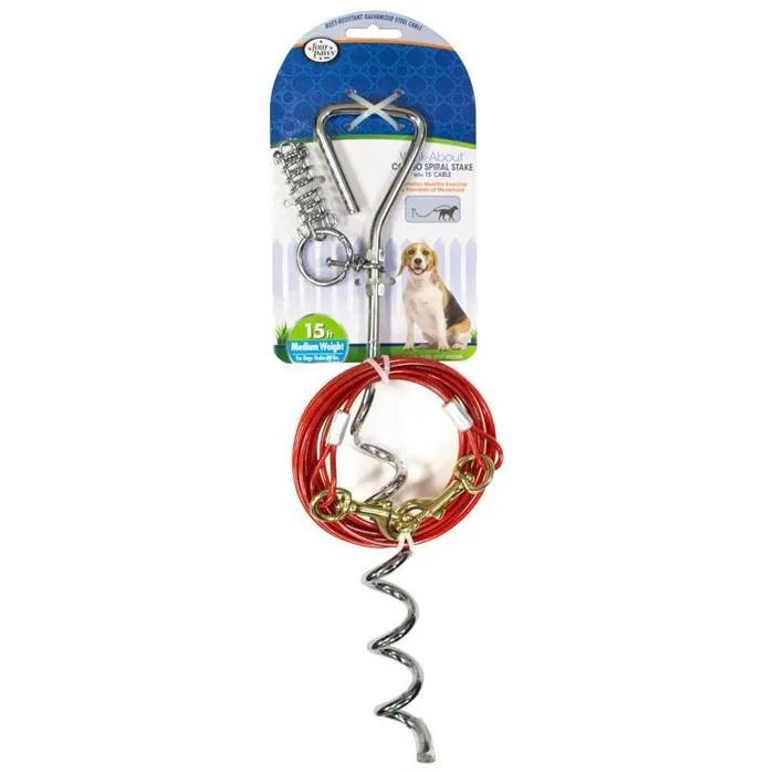 Four Paws Tie Out Stake w/ 15' Cable