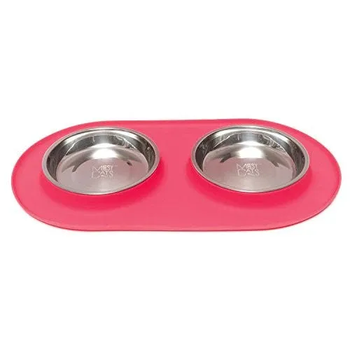 Messy Mutts Cat Double Silicone Feeder Red