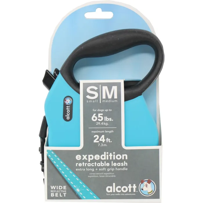 Alcott Expedition Retract Leash Blue S/M 24'