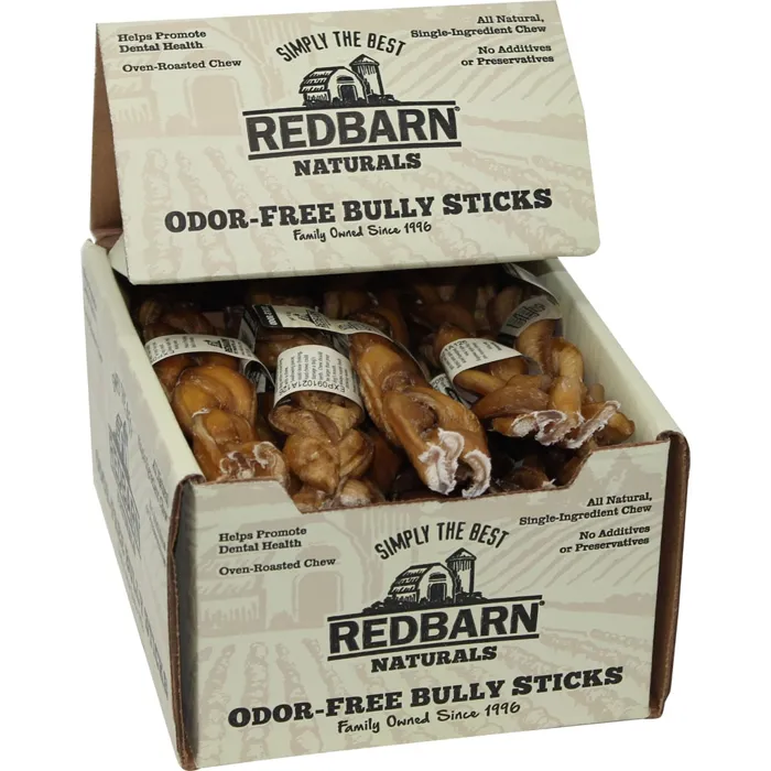 Red Barn Odor Free Braided Bully Stick 7"