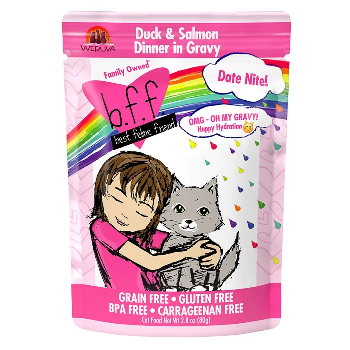 Bff Oh My Gravy Date Nite Grain Free Duck & Salmon In Gravy Wet Cat Food Pouch 2.8-oz