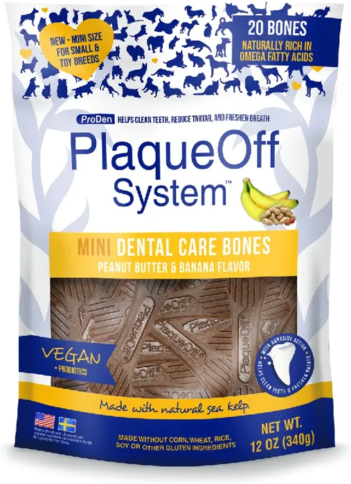Plaqueoff Dental Care Bones Mini Peanut Butter Banana 12oz