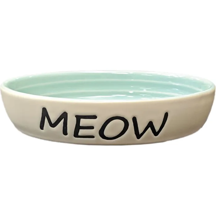 Ethical Cat Dish Meow Oval Green