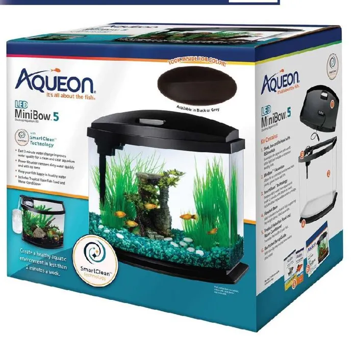 Aqueon Mini Bow Led Smartclean Kit Black 5 Gallon