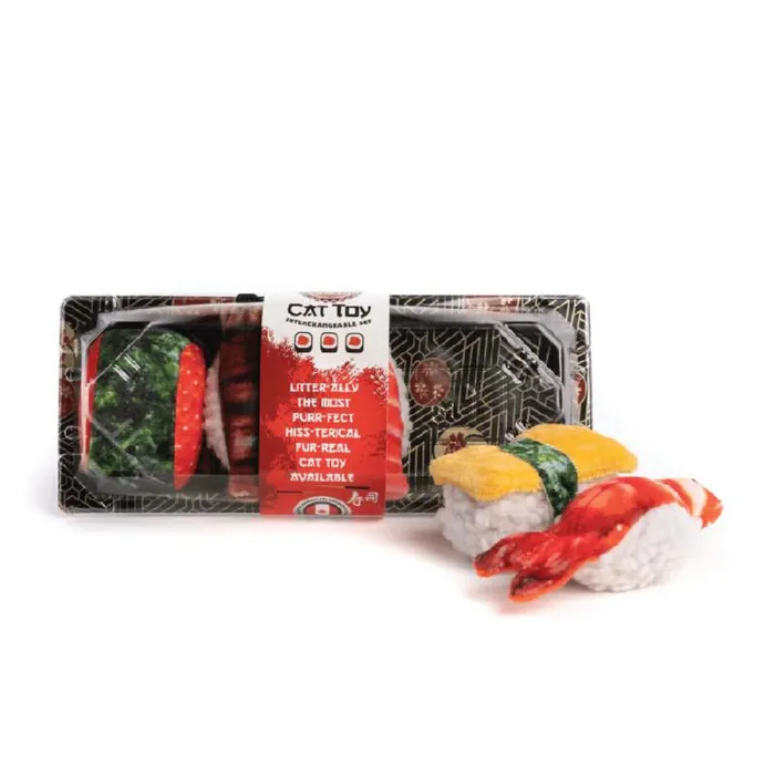 Fab Cat Toy Sushi Roll Tray 6pk