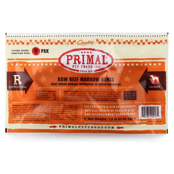 Primal Frozen Beef Marrow Bones 2" 6pk