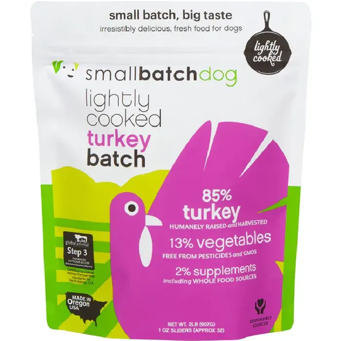 Small Batch Frozen Dog Lightly Cooked Turkey 2#