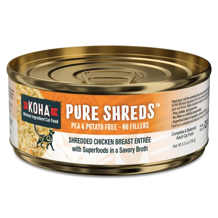 Koha Cat Can Pure Shreds Chicken 5.5 Oz