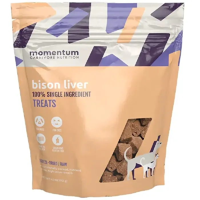 Momentum 4 Oz Dog Bison Liver Freeze Dried Treat Gf Ea