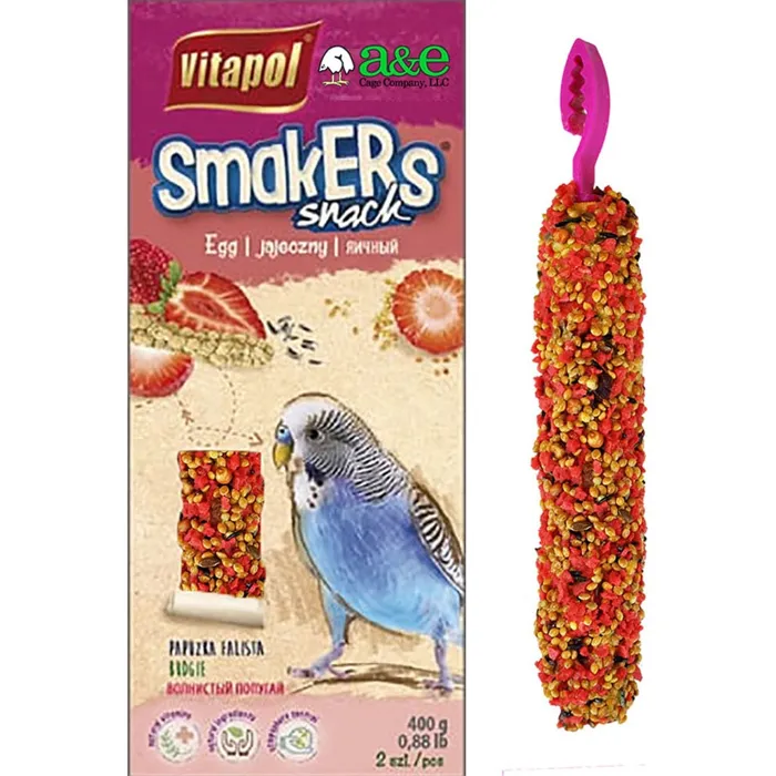 A&e Smackers Snack Strawberry Egg Treat Stick Parakeet Twin Pack