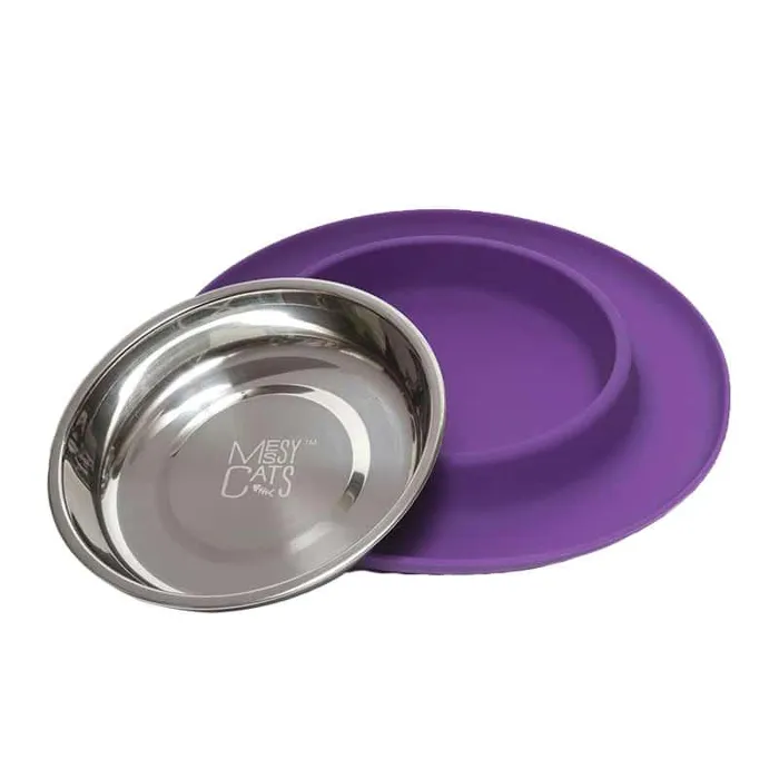 Messy Mutts Cat Silicone Feeder Purple
