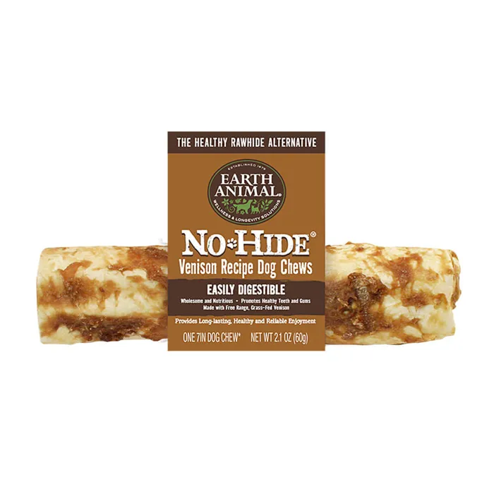 No-hide Easily Digestible Rawhide Alternative Venison Flavor Dog Chews 7" - Single