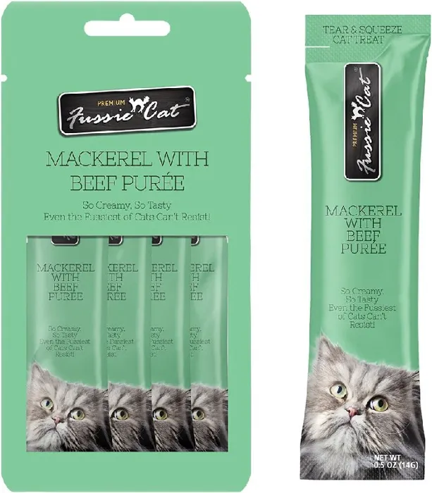 Fussie Cat Puree Mackerel and Beef 4pk .5oz