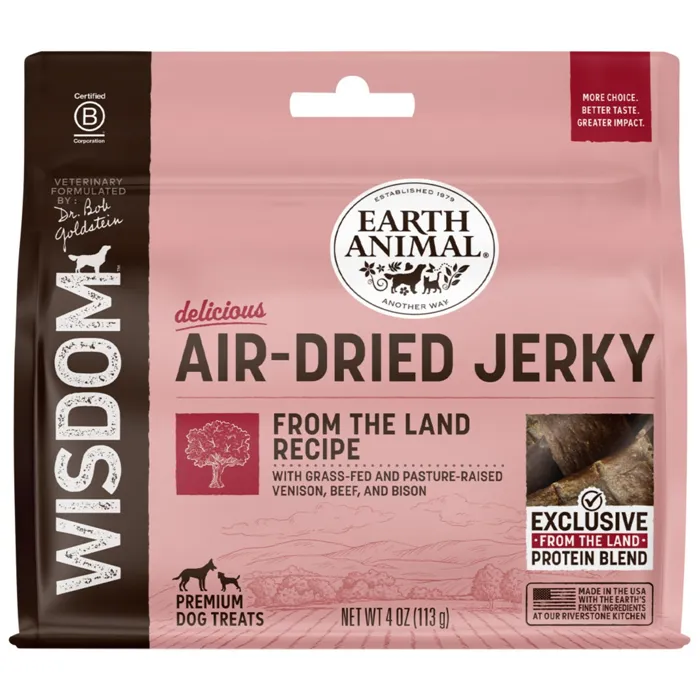 Earth Animal Dog Wisdom Air Dried Jerky From The Land 4 Oz