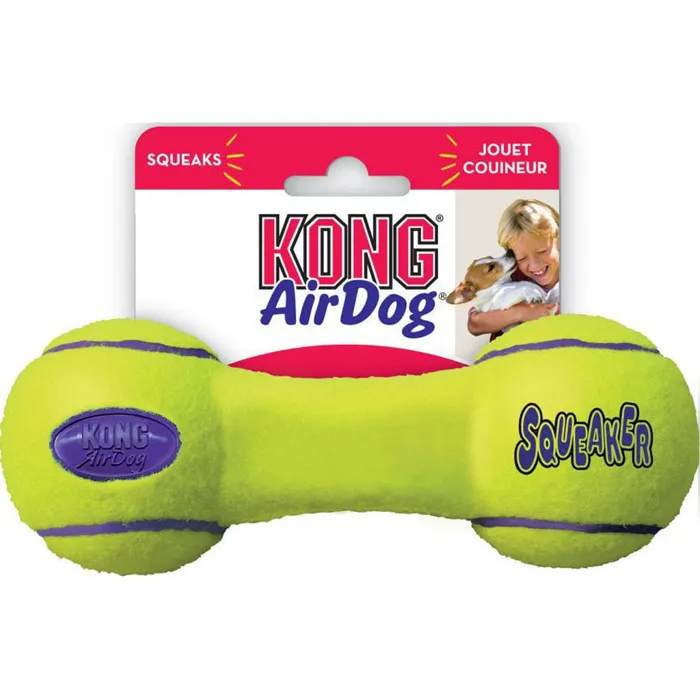 Air Kong Squeaker Dumbbell Sm Yellow
