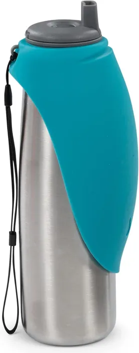 Messy Mutts Travel Water Bottle/Bowl Blue