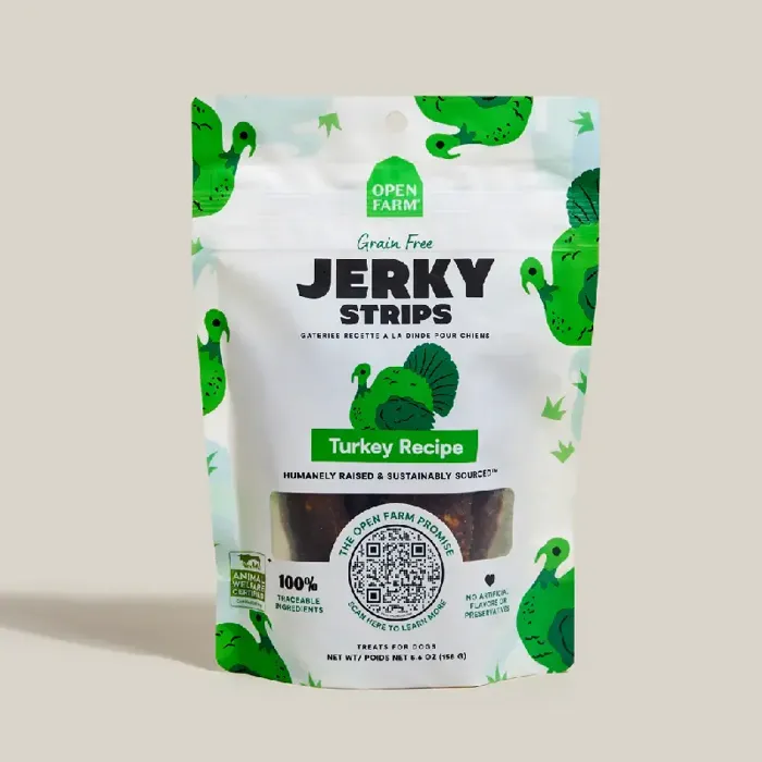 Open Farm Dog Treat Gf Jerky Strips Turkey 5.6oz