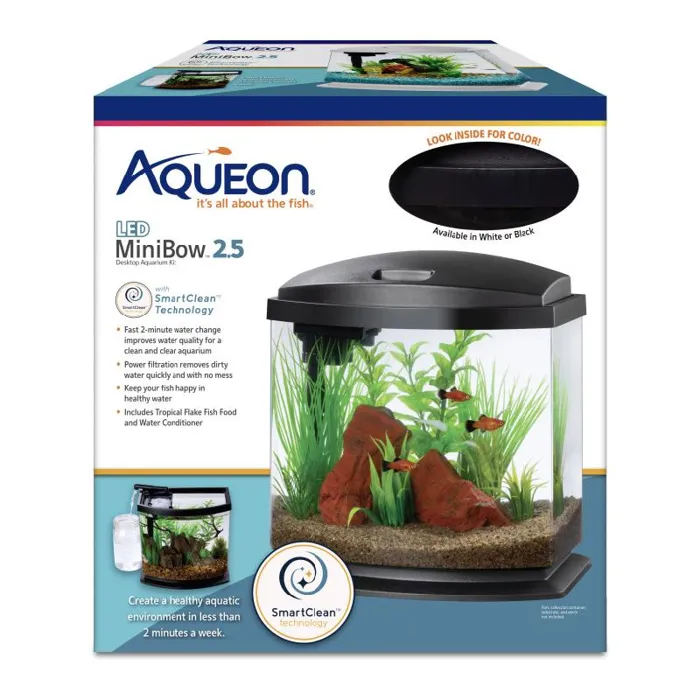 Aqueon Mini Bow Led Smartclean Kit Black 2.5 Gal