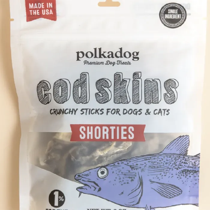 Polka Dog Cod Skin Jerky Short 2oz