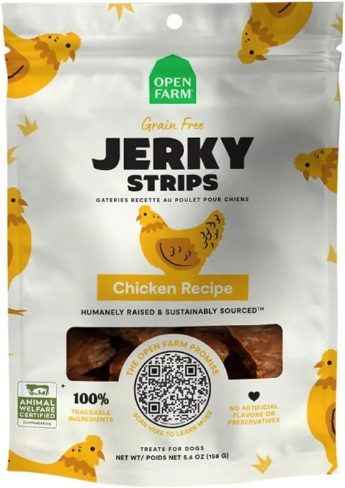 Open Farm Dog Treat Gf Jerky Strips Chicken 5.6oz