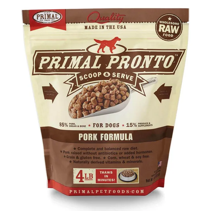 Primal Dog Pronto Raw Frozen Pork 4 Lbs