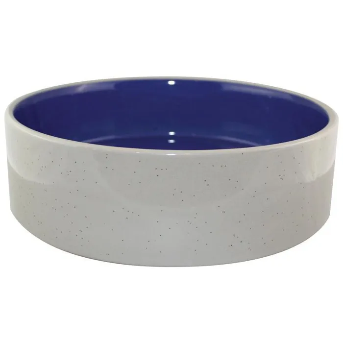 Stoneware Ceramic Dog Dish-Blue 9.5"