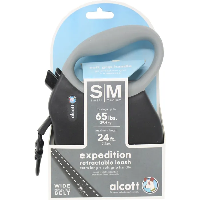 Alcott Expedition Retract Leash Black S/M 24'