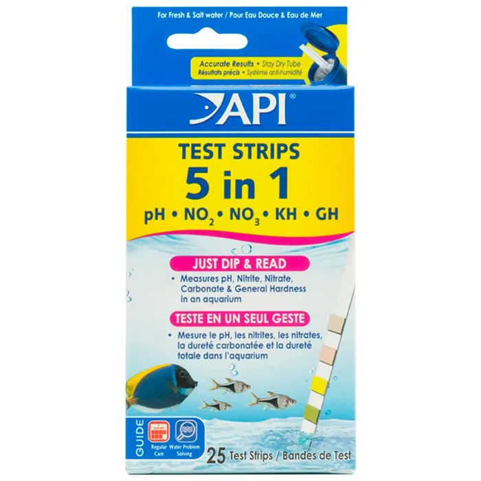 API 5 in 1 Aquarium Test Strips 25 Ct