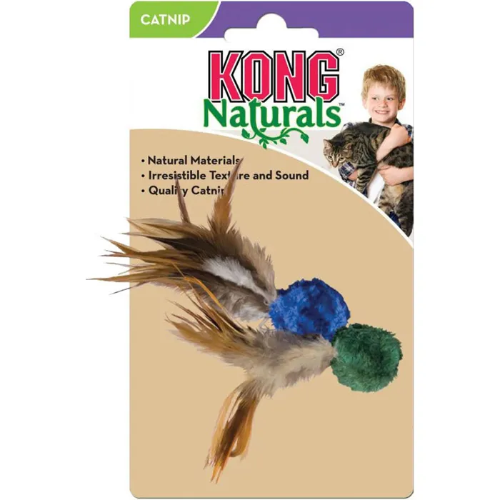 Kong Cat Naturals Crinkle Ball Feather Toy 2 Pc