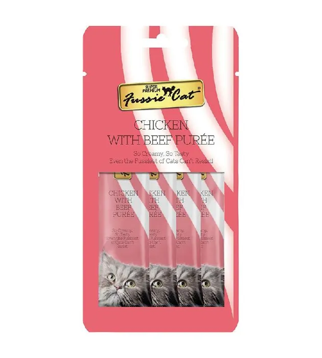 Fussie Cat Puree Chicken & Beef 4pk