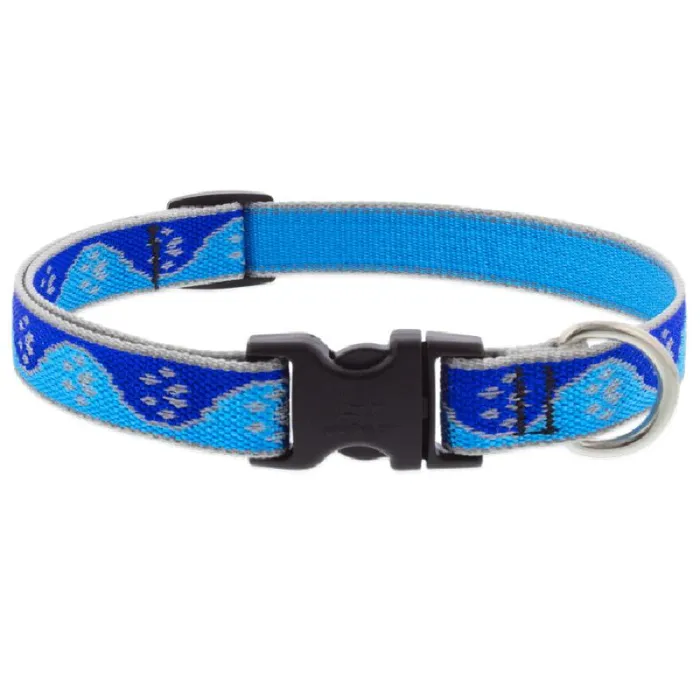 Lupine 3/4" Adj. Collar Blue Paws 9-14" 