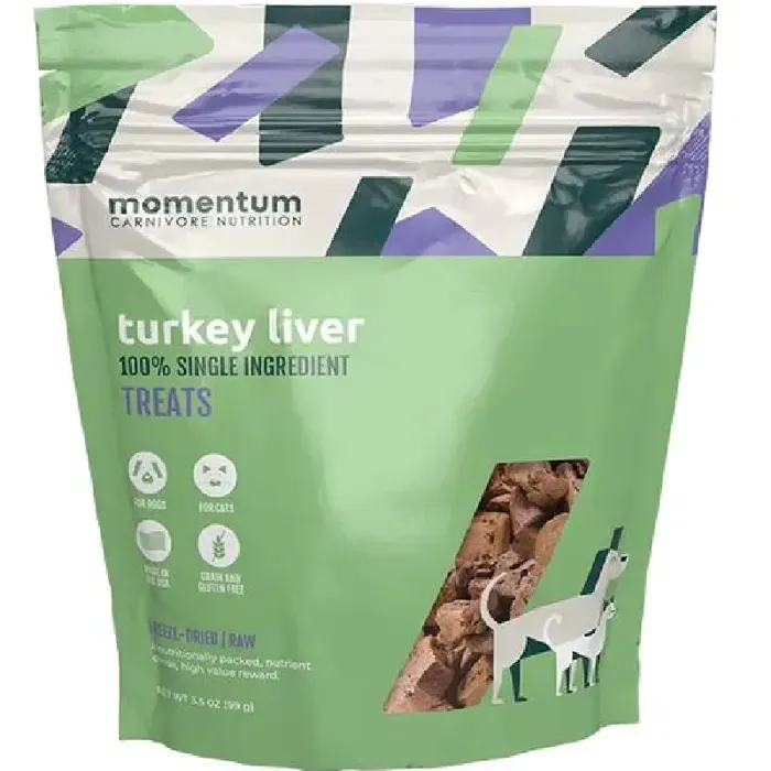Momentum 3.5 Oz Dog Turkey Liver Freeze Dried Treat Gf Ea