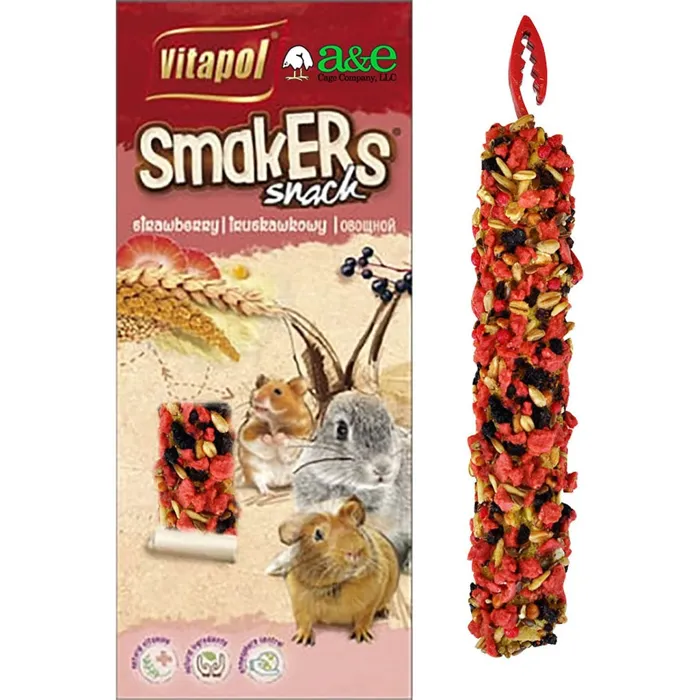 Smakers Treat Stick Small Animal Strawberry 2pk