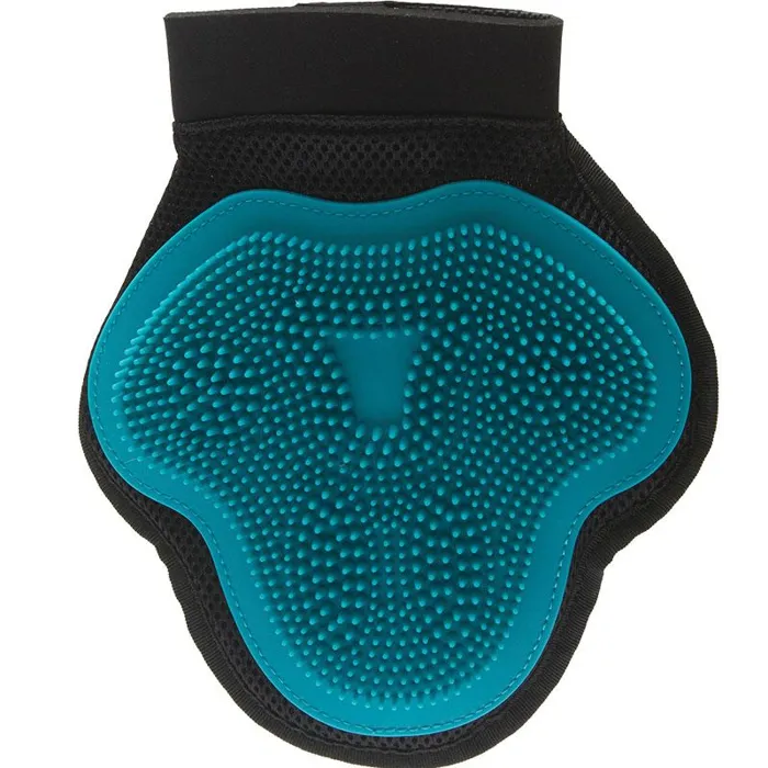 Messy Mutts Silicone Grooming Glove Blue