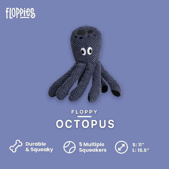 Fab Dog Floppy Octopus Blue Lg