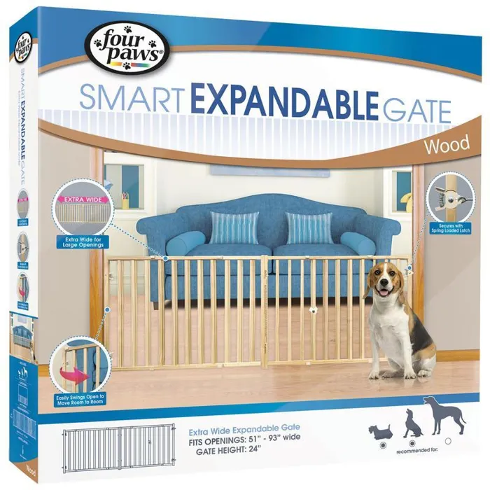 Four Paws Vertical Wood Slat Gate 53-96"x24"