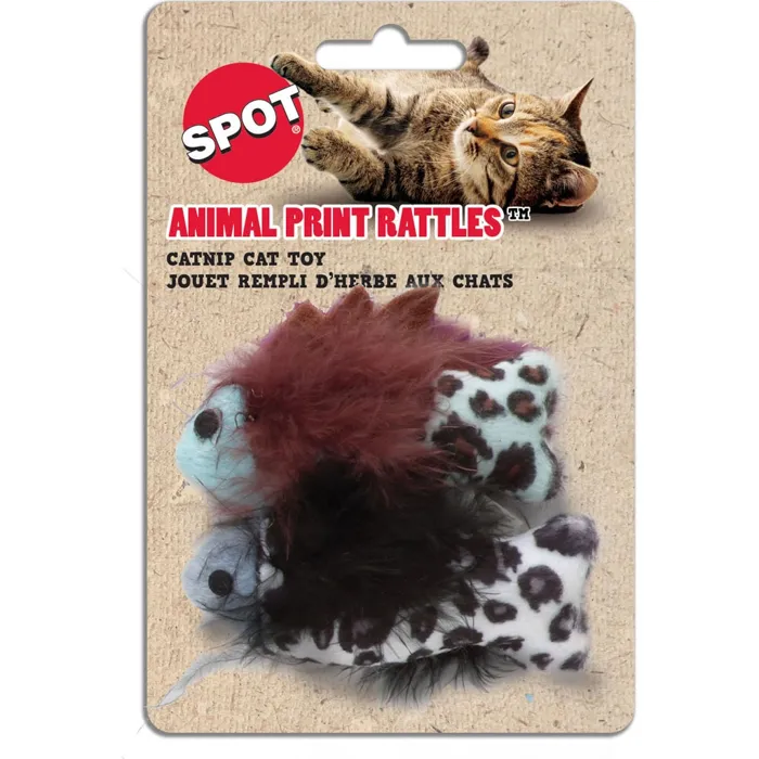 Spot Cat Animal Print Rattle w/Catnip 2pk