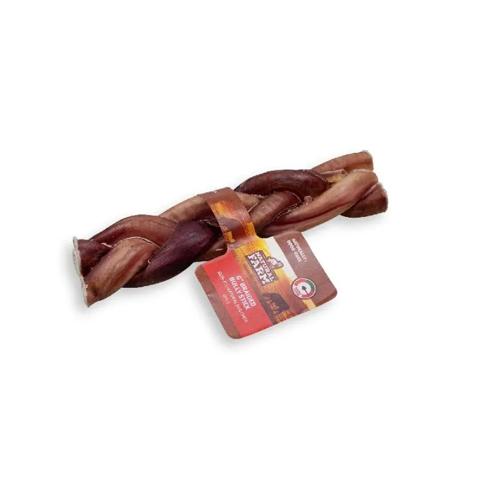 Natural Farms Odor Free Braided Bully Stick 6"