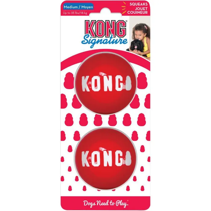 Kong Signature Ball Red Medium 2 Pack